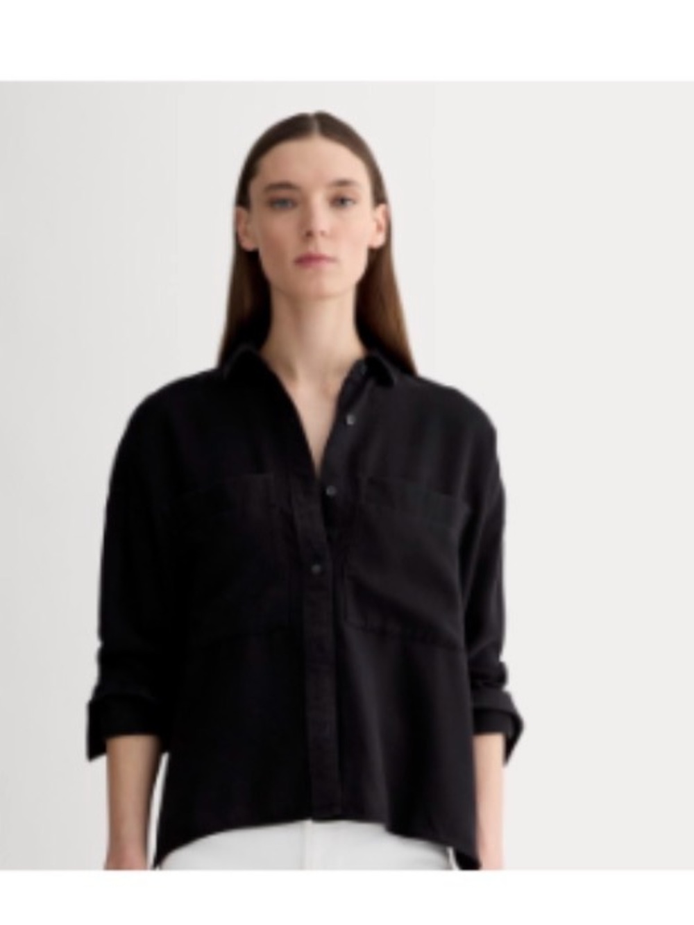 Everlane Boxy Overshirt in butter soft black